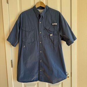 Columbia PFG Button Down Shirt Men’s L Blue Vented Fishing Outdoor Cotton